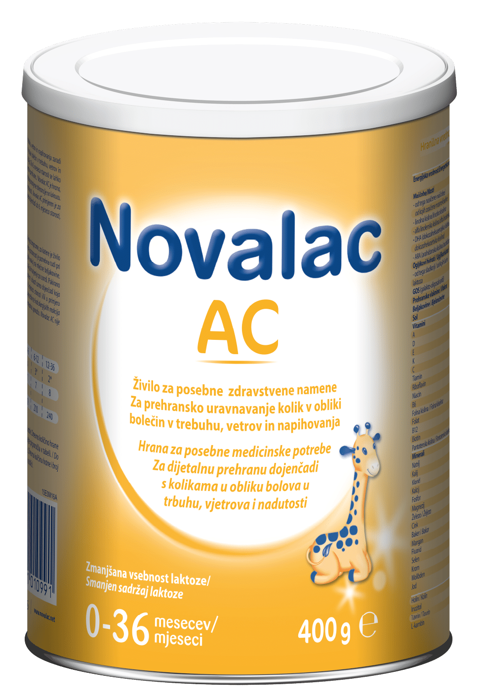 Novalac AC, začetno mleko za dojenčke s kolikami 0-36 mesecev, 400 g