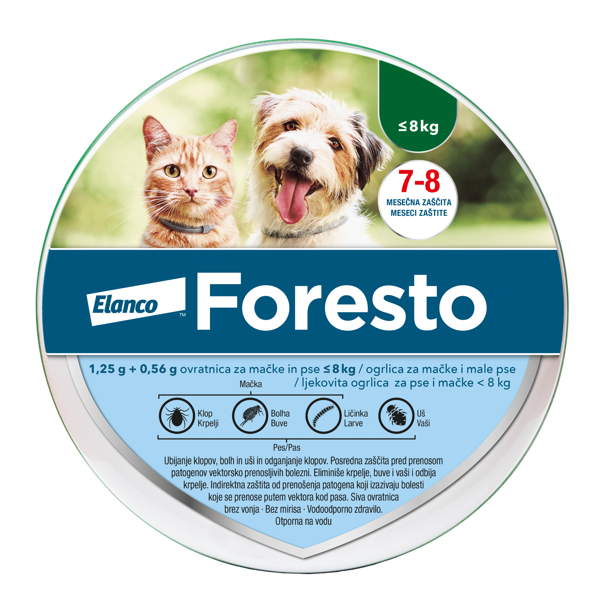 Foresto, insekticidna ovratnica za mačke in pse - do 8 kg