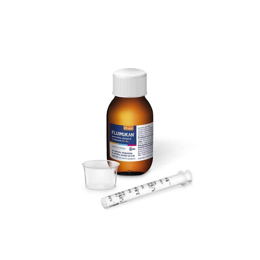 Fluimukan 20 mg/ml, peroralna raztopina z okusom češnje