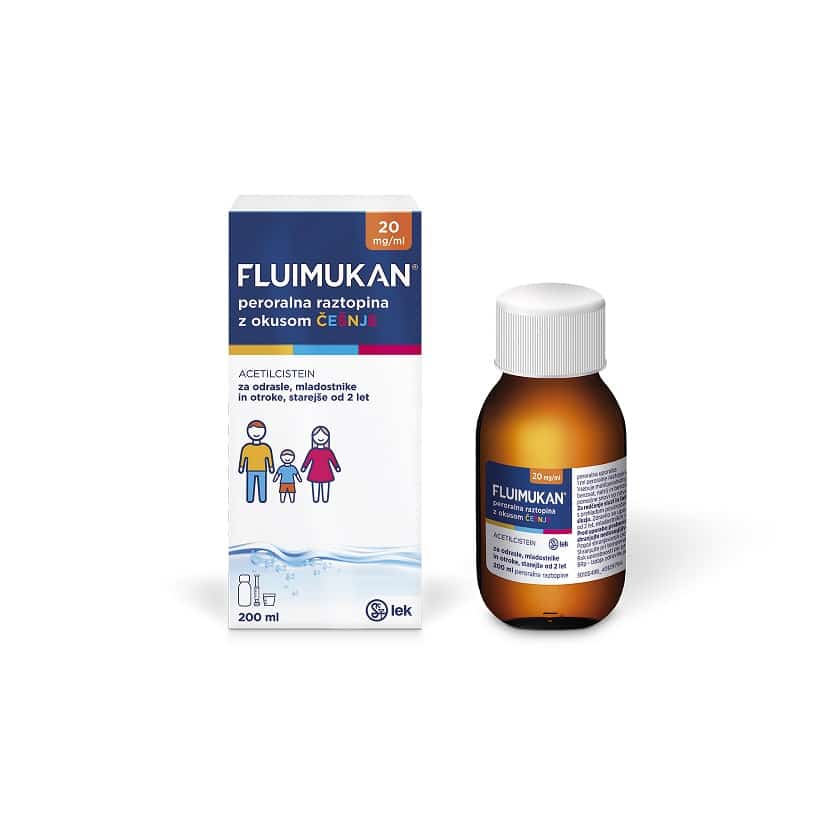 Fluimukan 20 mg/ml, peroralna raztopina z okusom češnje