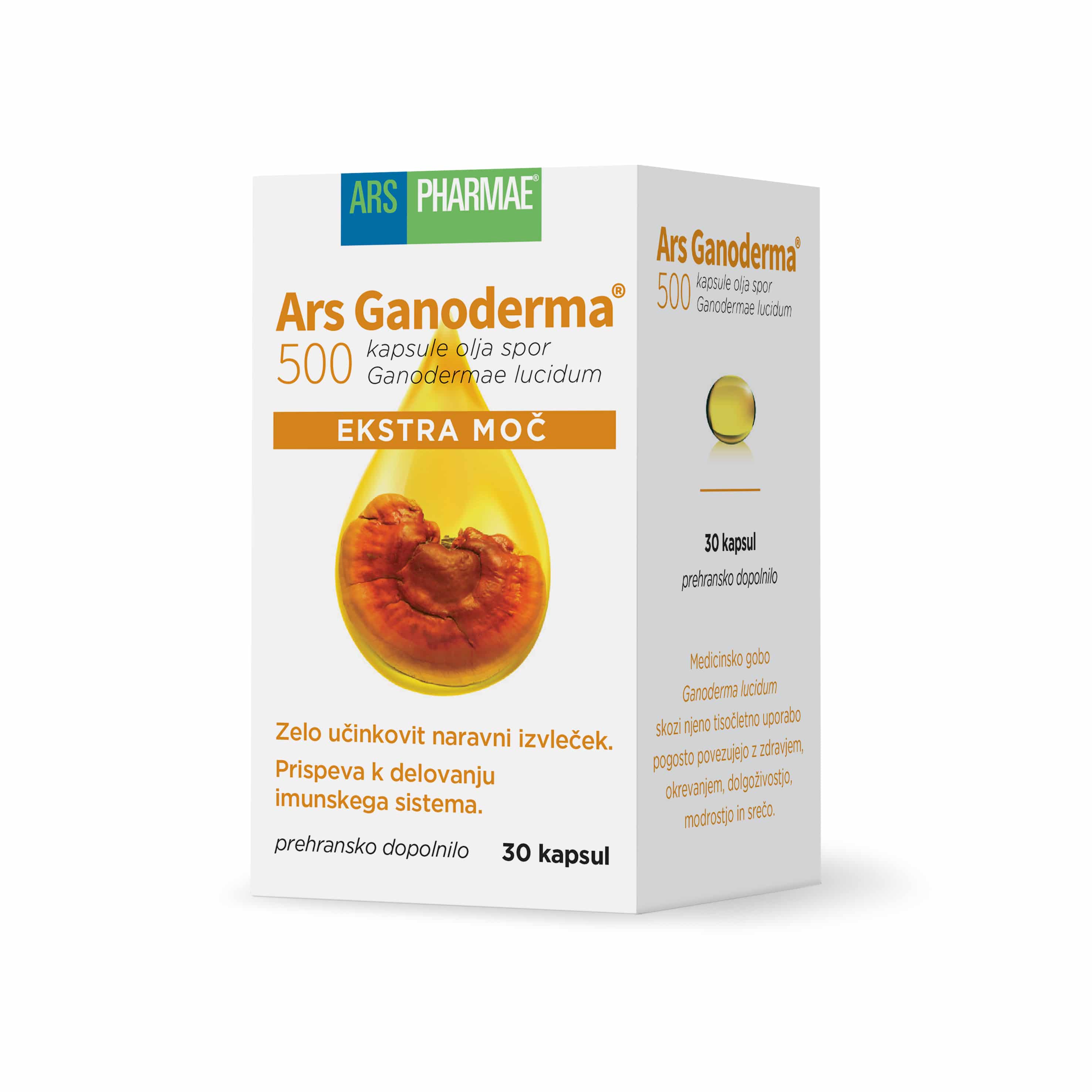 Ars Ganoderma 500 dvojna moč, kapsule