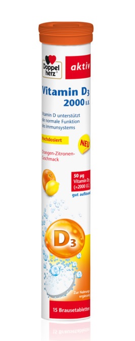 Doppelherz Aktiv Vitamin D3 2.000 I.E, 15 šumečih tablet