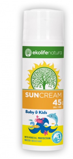 Ekolife Natura, krema za zaščito pred soncem za otroke in dojenčke ZF45 - 50 ml