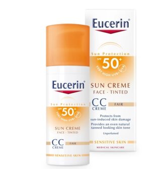 Eucerin Sun, obarvana CC krema za zaščito obraza pred soncem ZF 50+, light