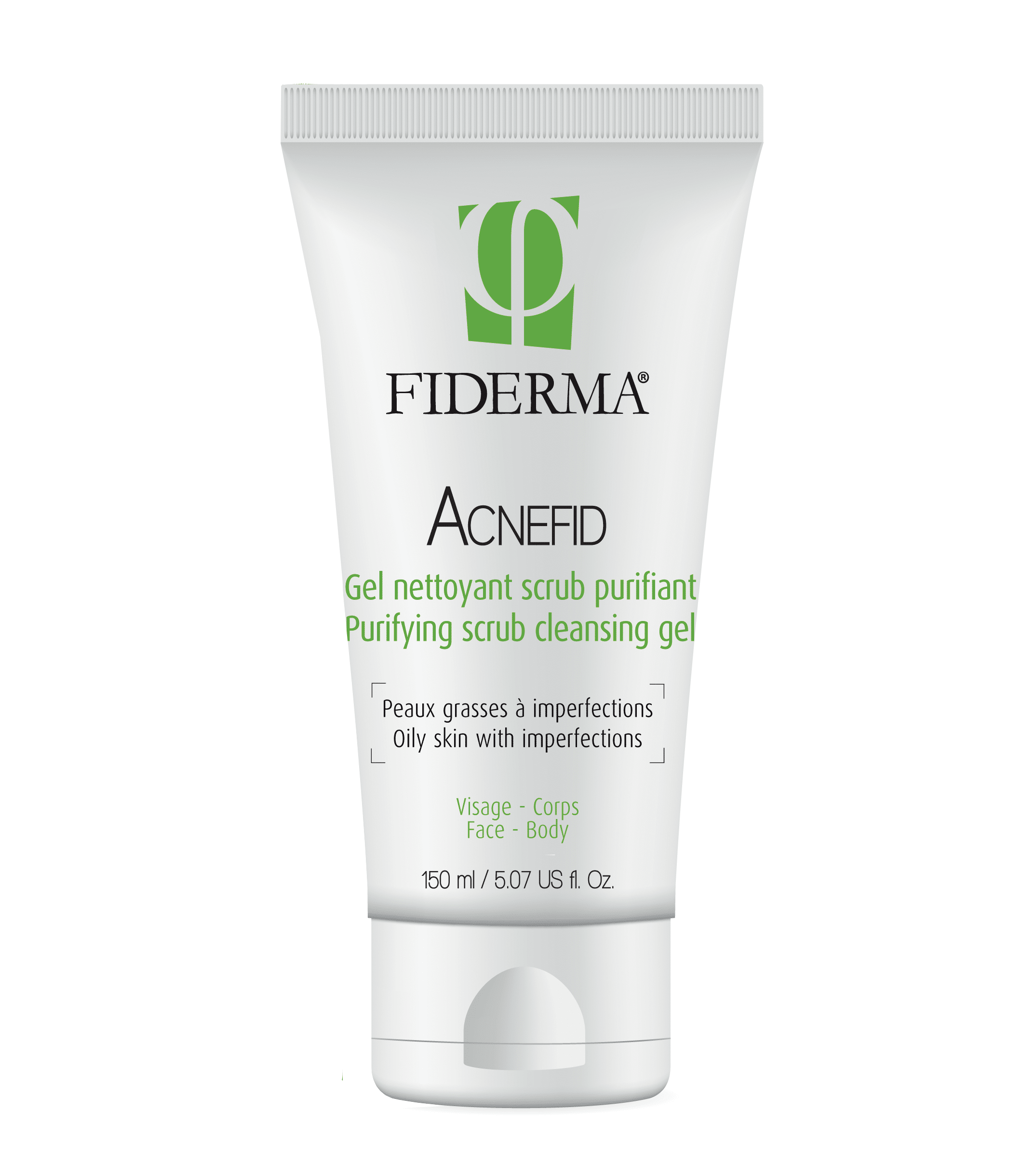 Fiderma Acnefid čistilni piling za mastno kožo z nepravilnostmi za obraz in telo, 150 ml
