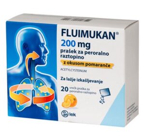 Fluimukan 200 mg prašek za peroralno raztopino z okusom pomaranče, vrečke