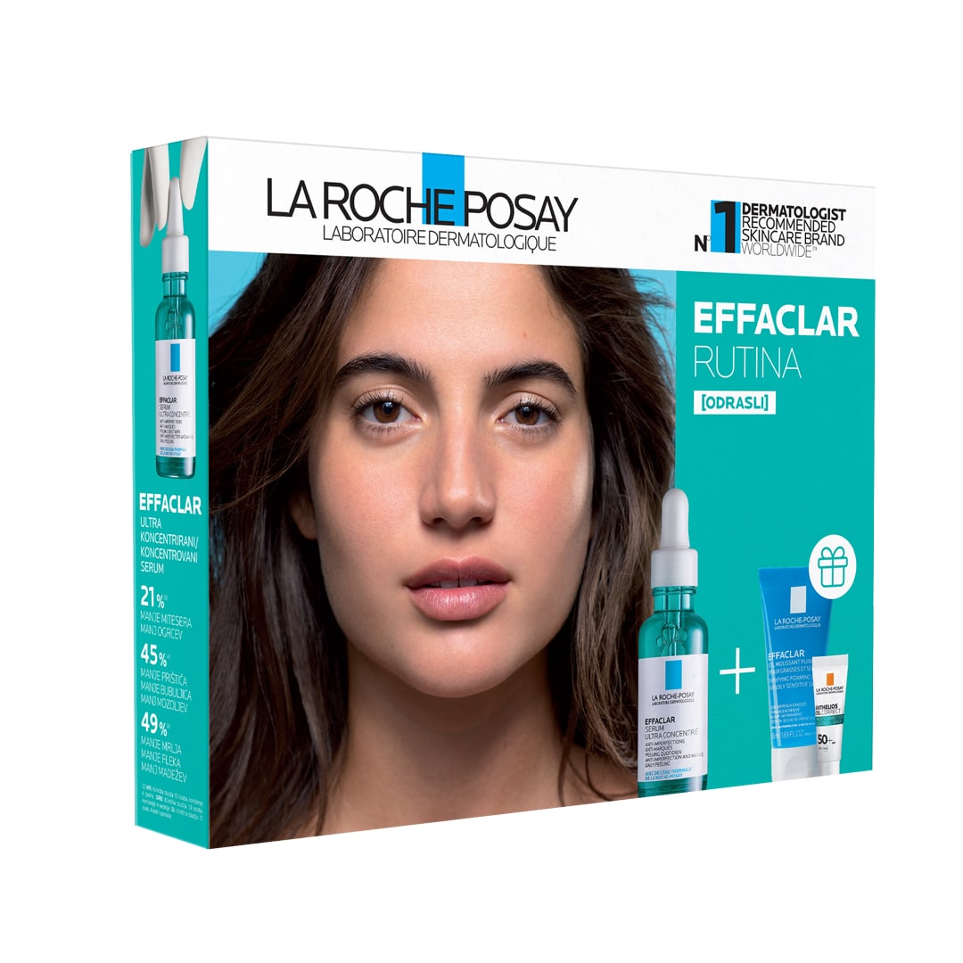 La Roche-Posay EFFACLAR Adult rutina za nego mastne kože, nagnjene k nepravilnostim (30 ml + 50 ml + 3 ml)