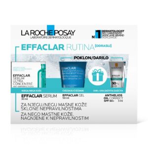 La Roche-Posay EFFACLAR Adult rutina za nego mastne kože, nagnjene k nepravilnostim (30 ml + 50 ml + 3 ml)