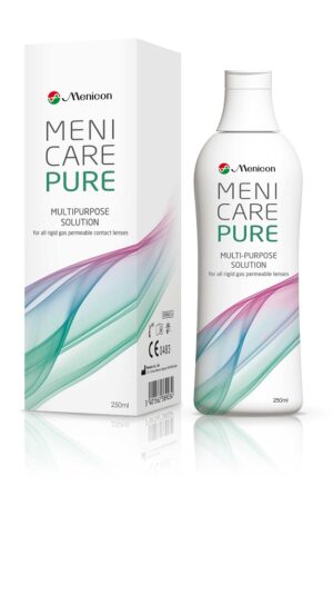 Menicare pure, večnamenska raztopina za nego poltrdih kontaknih leč