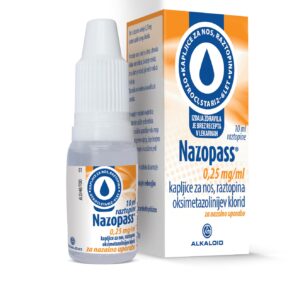 Nazopass 0,25 mg/ml kapljice za nos, 10 ml