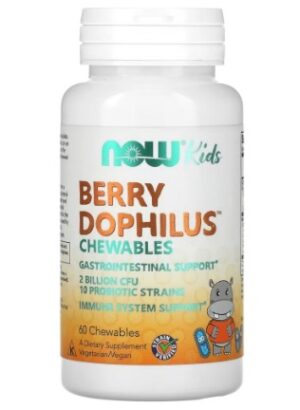 Now Berry Dophilus mlečnokislinske bakterije za otroke, 60 žvečljivih tablet