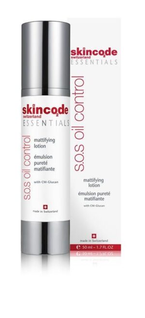 Skincode Essentials S.O.S. Oil Control Mattifying Lotion lahka fluidna krema za uravnavo sebuma, 50 ml