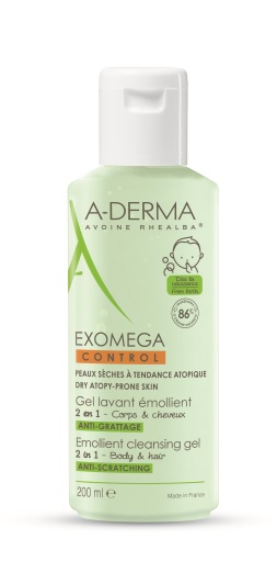 A-Derma Exomega Control, emolientni čistilni gel 2v1 za atopijsko kožo - 200 ml