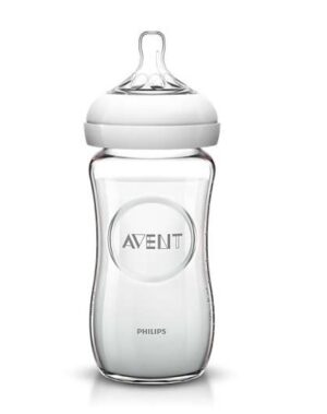 Avent Natural, steklenička steklena s silikonskim cucljem - 240 ml