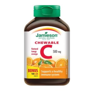 Jamieson Vitamin C 500 mg, žvečljive tablete z naravnim okusom pomaranče