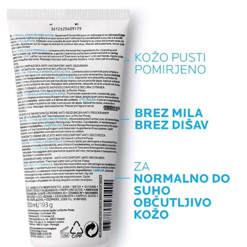 LRP Toleriane, negovalni gel za umivanje obraza - 200 ml