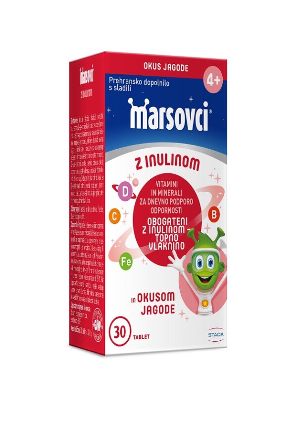 Marsovci, žvečljive tablete s prebiotiki okus jagoda