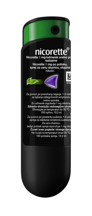 Nicorette 1 mg/odmerek oralno pršilo - raztopina, 13,2 ml