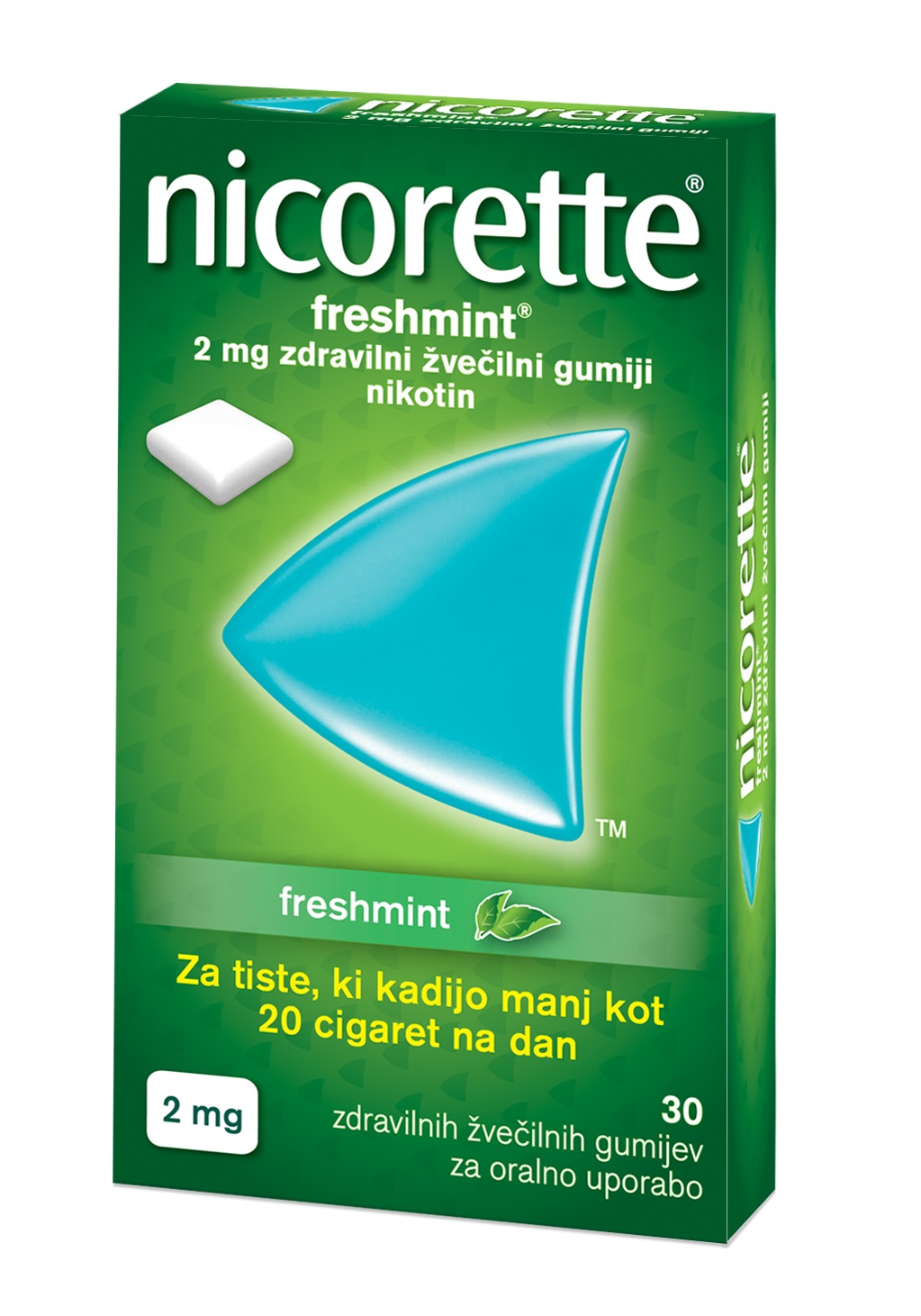 Nicorette Freshmint 2 mg, zdravilni žvečilni gumiji
