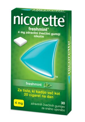 Nicorette Freshmint 4 mg, zdravilni žvečilni gumiji 