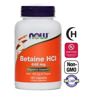 NOW Betain HCL 648 mg, kapsule