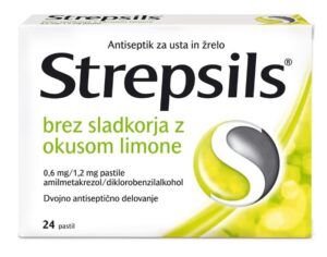 Strepsils brez sladkorja, pastile z okusom limone