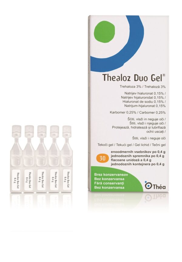 Thealoz duo gel enoodmerni vsebnik 30 x 0,4 g, kapljice za oko 