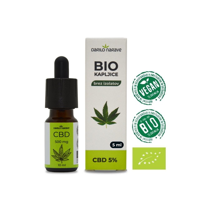 BIO CBD kapljice 250 mg 5%, 5 ml