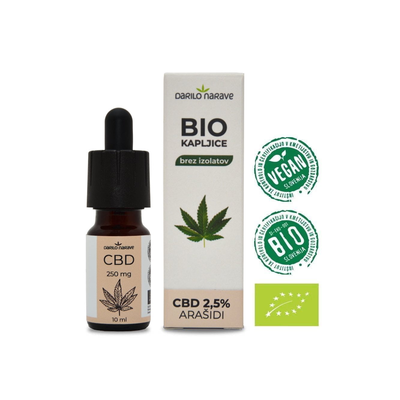 BIO CBD kapljice za živali 250 mg 2,5%, 10 ml