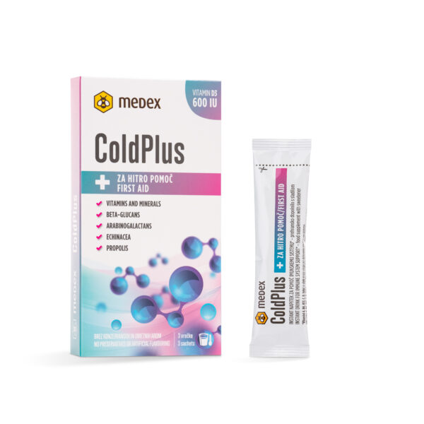 ColdPlus Instant Medex, prašek za pripravo napitka z vitaminom D - vrečke (3 x 10 g)