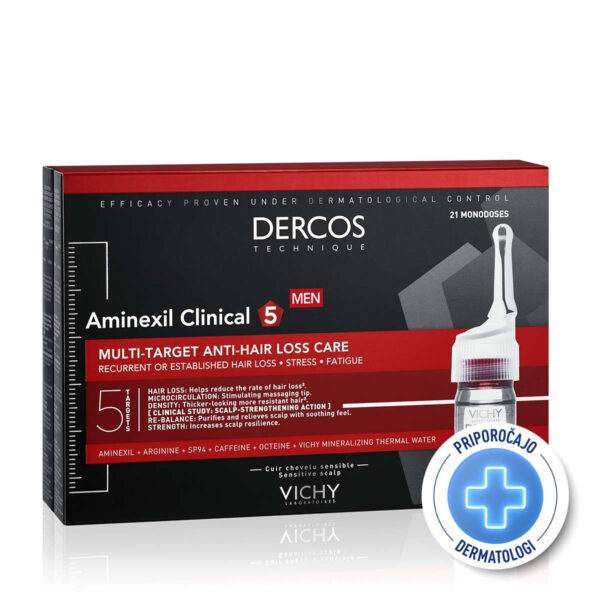 Vichy Dercos Aminexil Clinical 5, ampule proti izpadanju las za moške