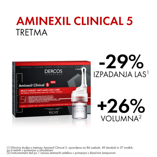 Vichy Dercos Aminexil Clinical 5, ampule proti izpadanju las za moške