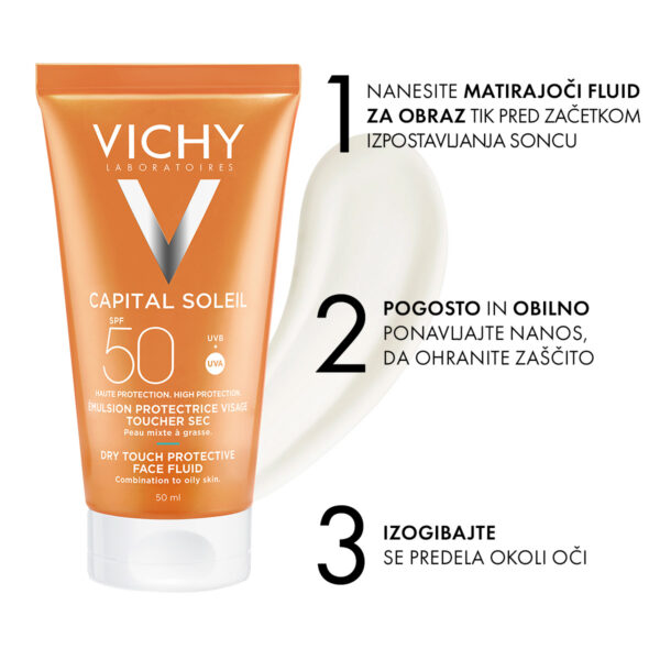 Vichy Ideal Soleil Dry Touch, emulzija za obraz ZF50