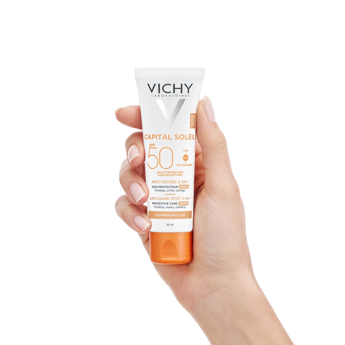 Vichy Ideal Soleil, obarvana zaščitna krema proti temnim lisam ZF50+