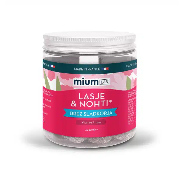 Mium Lab lasje in nohti gumiji brez sladkorja, 42 gumijev.