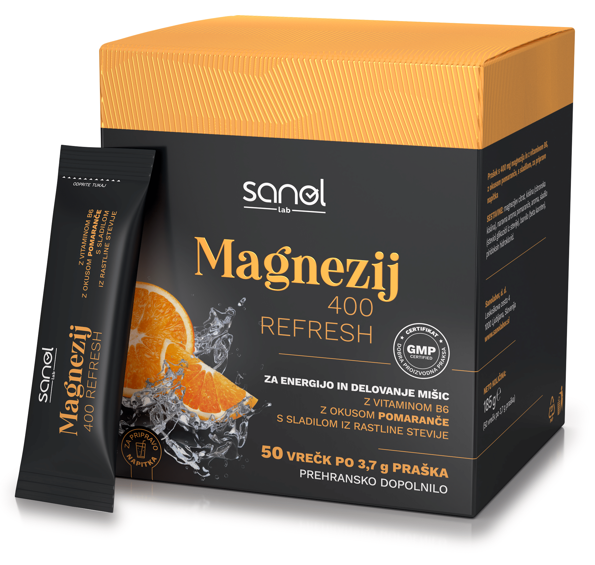 Sanol LAB Magnezij 400 Refresh, 50 vrečk