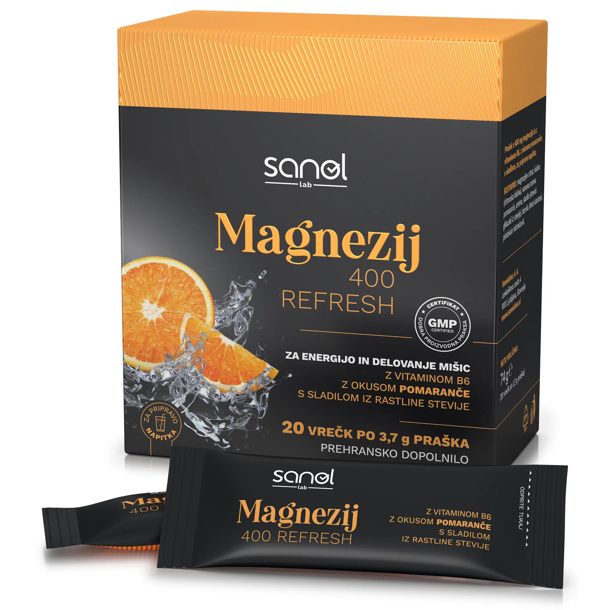 Sanol LAB Magnezij 400 Refresh, 20 vrečk