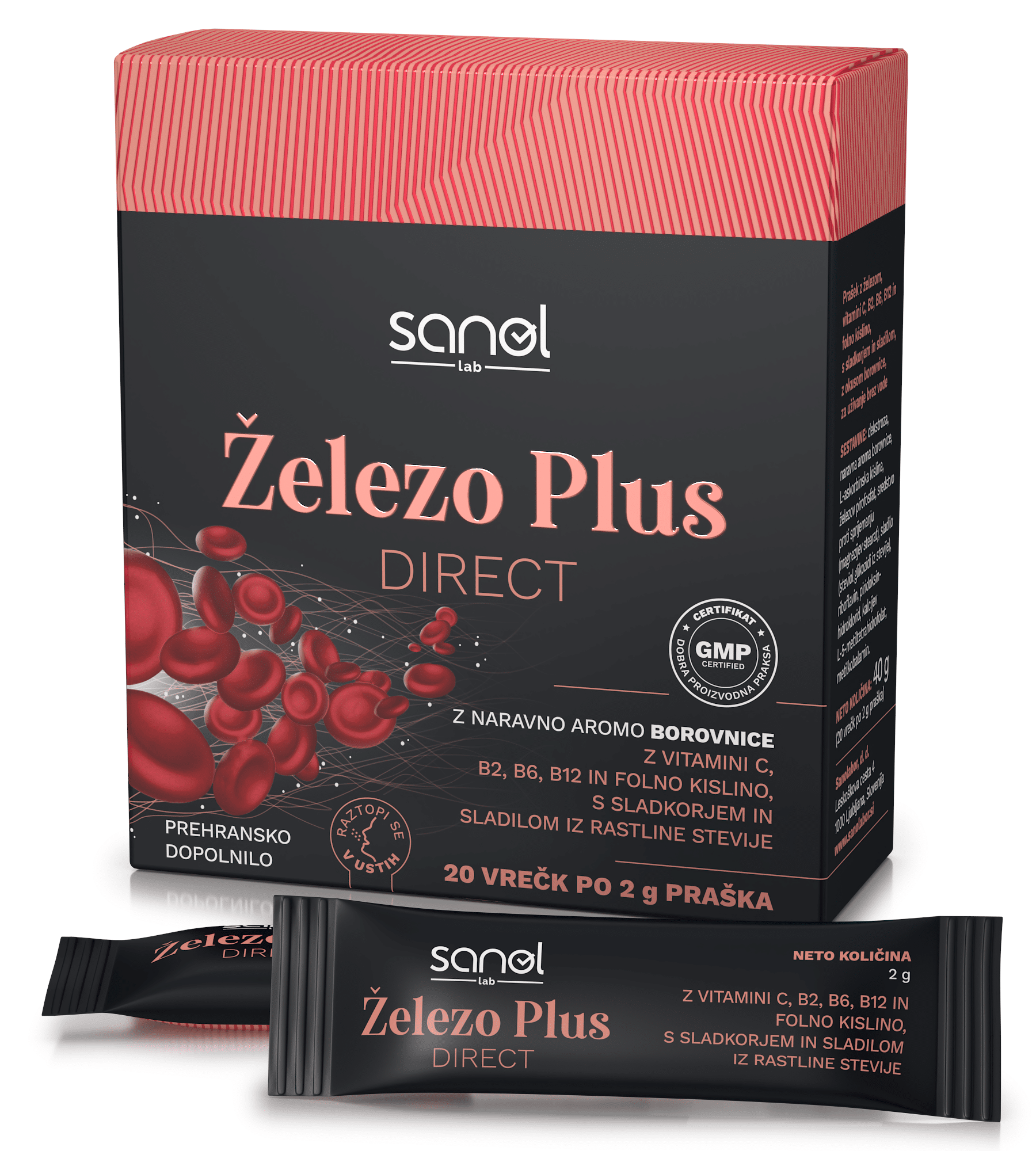 Sanol LAB Železo Plus Direct, 20 vrečk