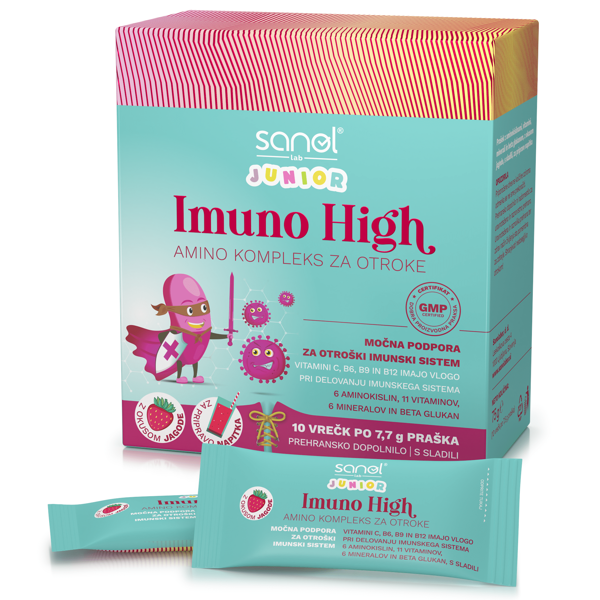 Sanol lab junior imuno high amino kompleks za otroke, 10 vrečk