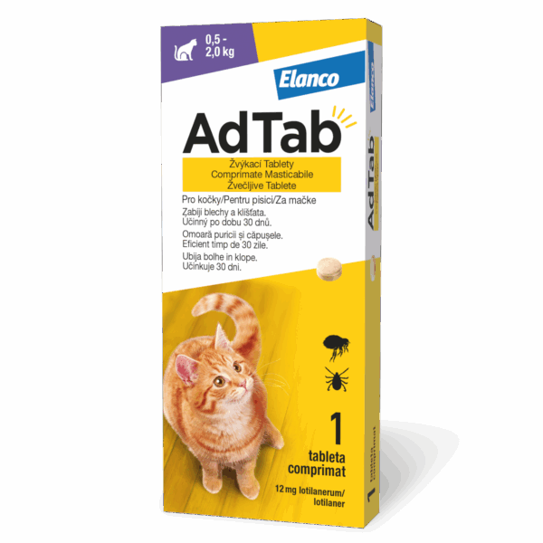 AdTab 12 mg žvečljive tablete za mačke (0,5–2 kg)