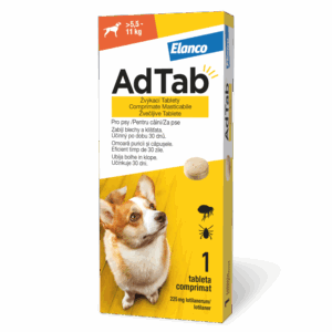 AdTab 225 mg žvečljive tablete za pse (5,5–11 kg)