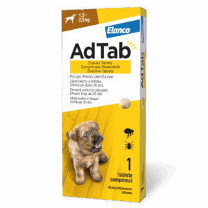 AdTab 56,25 mg žvečljive tablete za pse (1,3–2,5 kg)