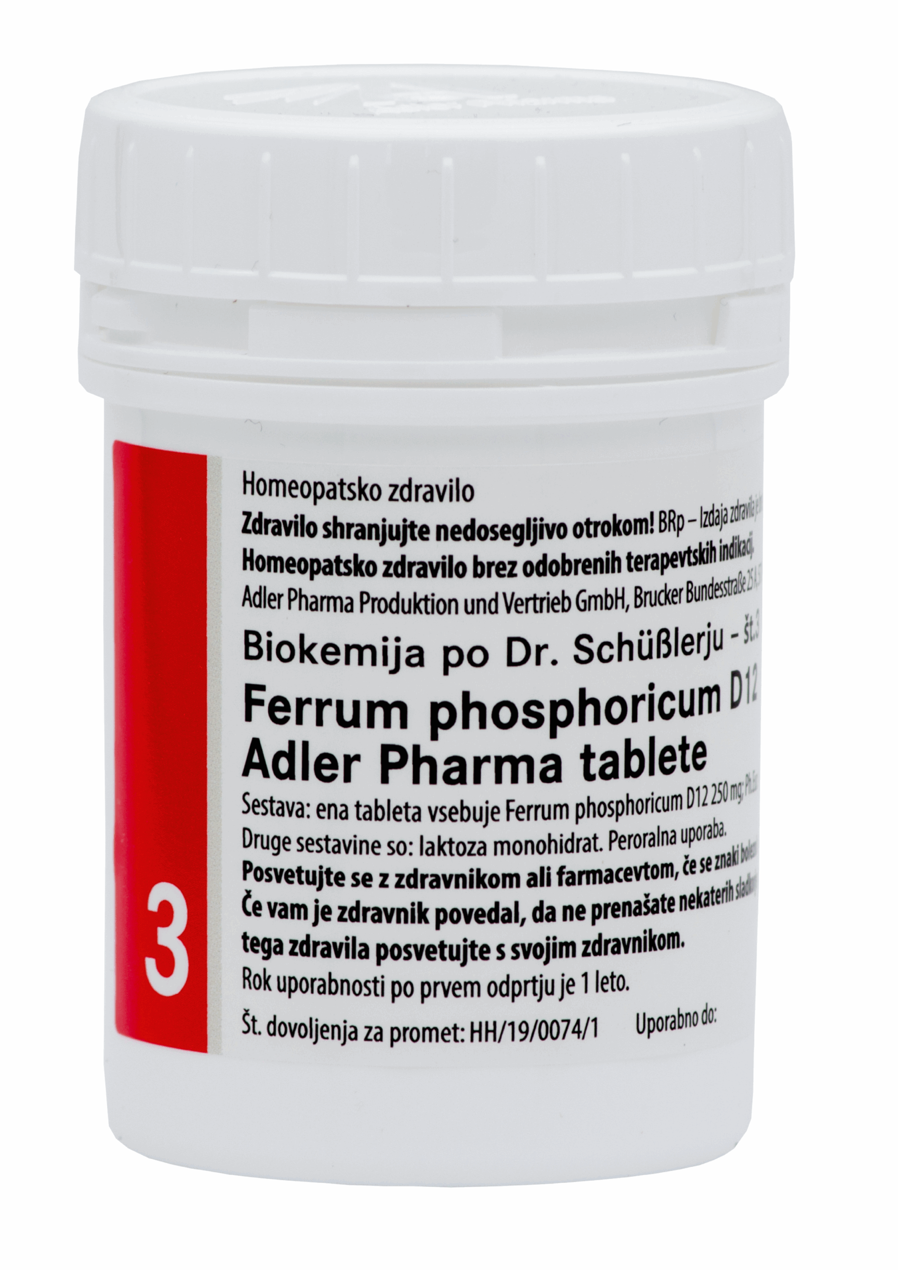 Št. 3 Ferum phosphoricum D12 Adler Pharma, 400 tablet