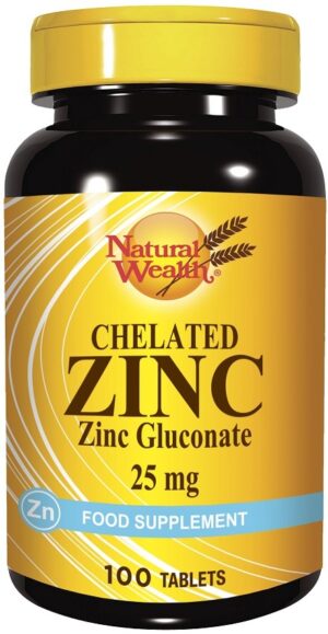 Natural Wealth® Kelatirani Cink 25 mg, 100 tablet