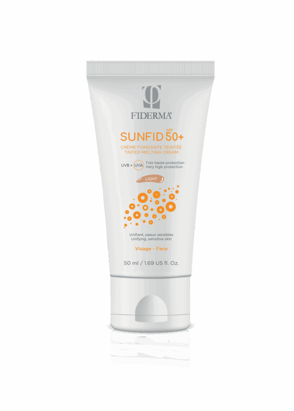 Fiderma sunfid SPF 50+ Obarvana krema za zaščito pred soncem – svetel odtenek, 50 ml