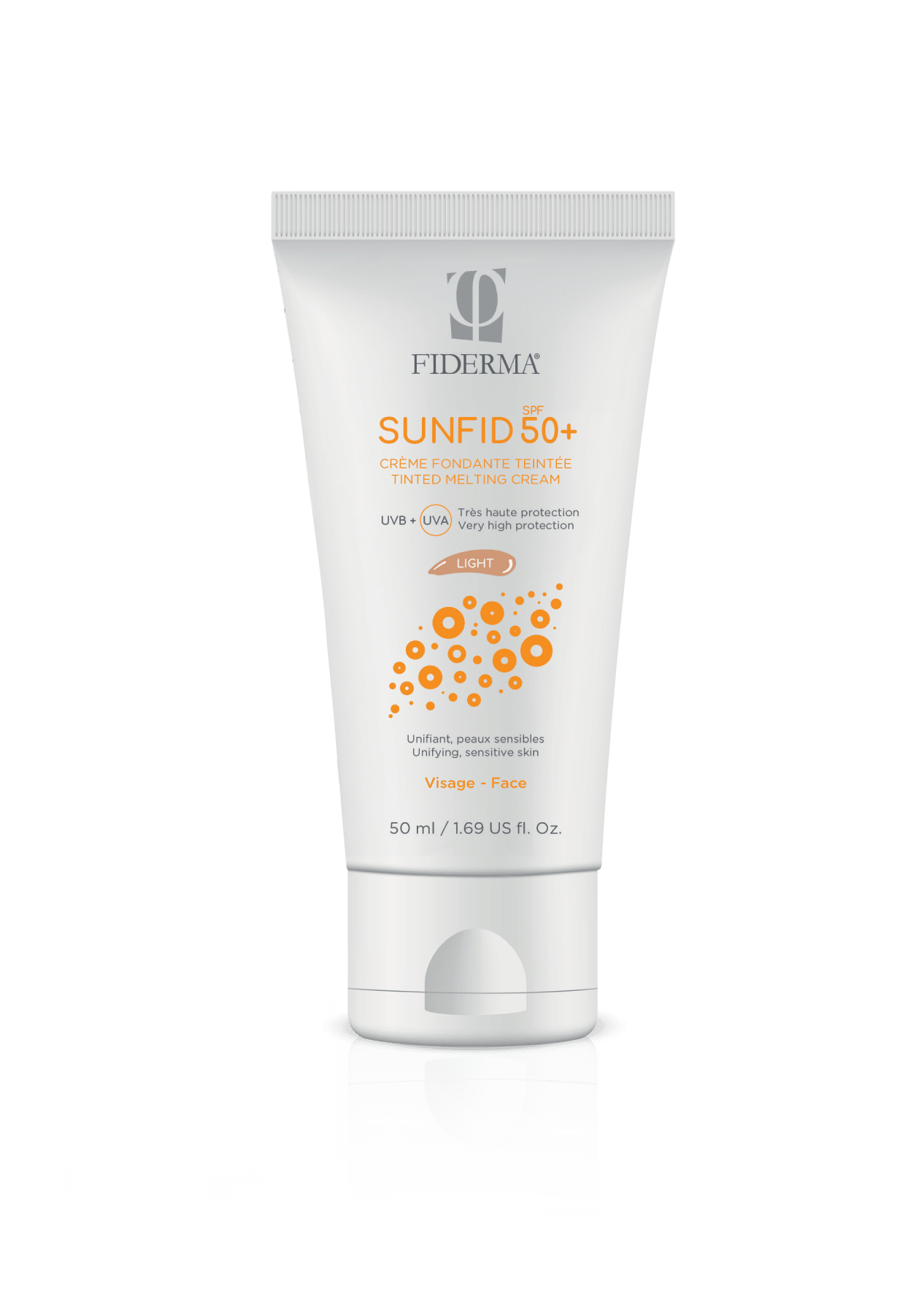 Fiderma sunfid SPF 50+ Obarvana krema za zaščito pred soncem – svetel odtenek, 50 ml