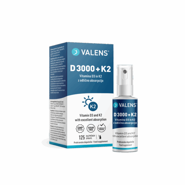 Valens D 3000 + K2 ustno pršilo, 25 ml