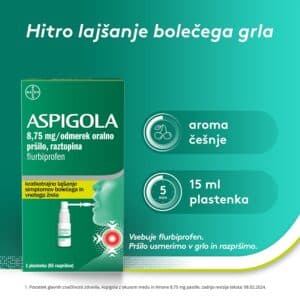 Aspigola 8,75 mg oralno pršilo, 15 ml
